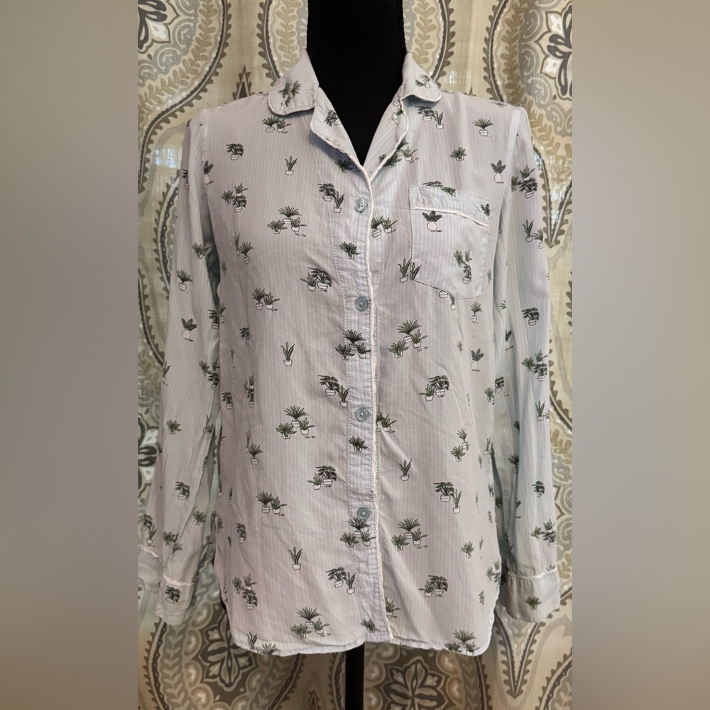 Gilligan & O'Malley Botanical Print Button Down Pajama Top XS